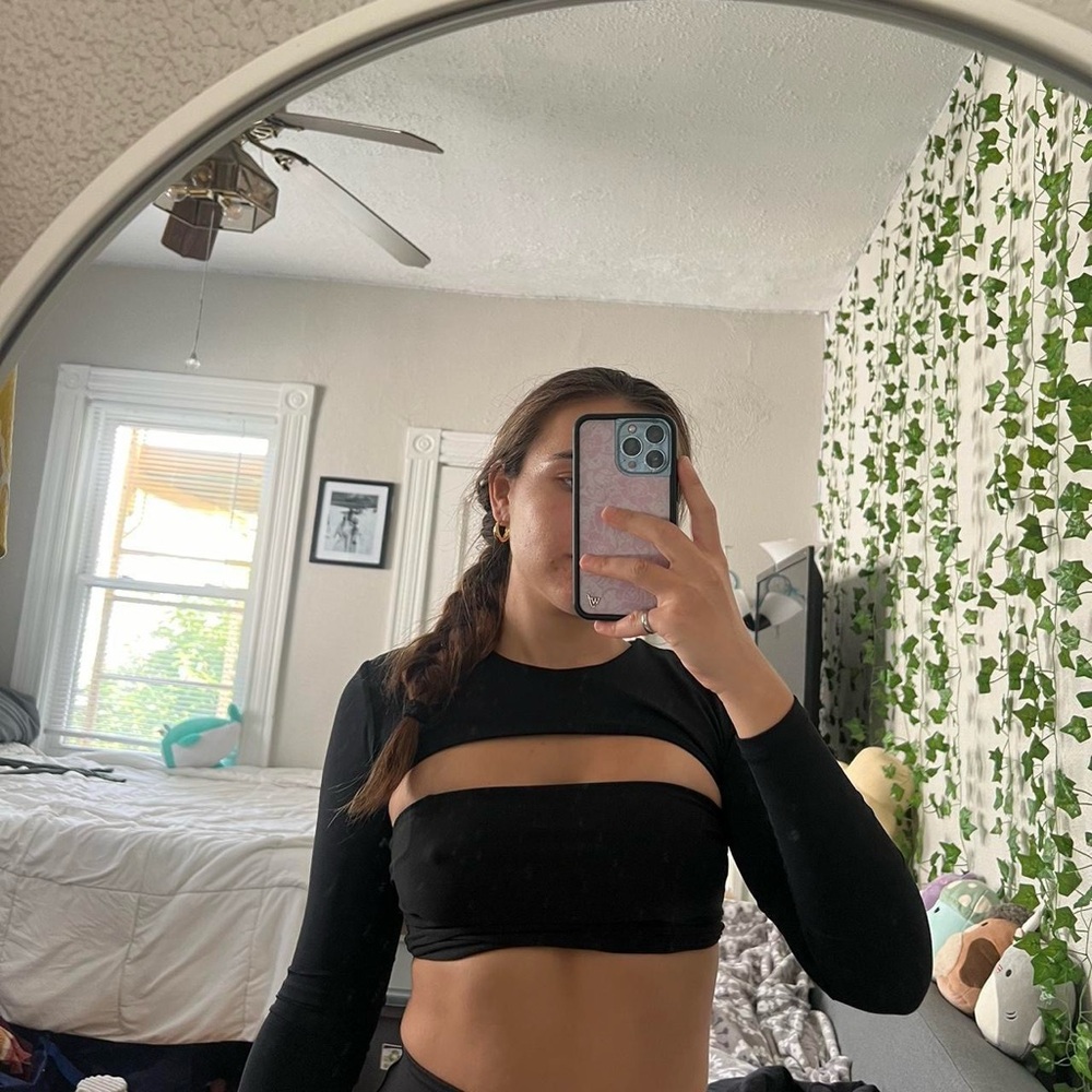 Zara long sleeve cover up crop top